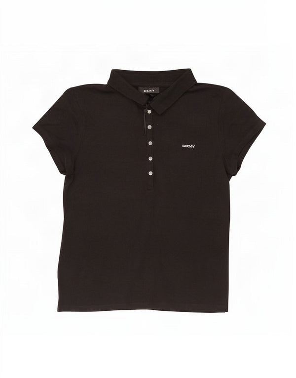 Polo grafica da donna Dkny UK 16 grande cotone nero