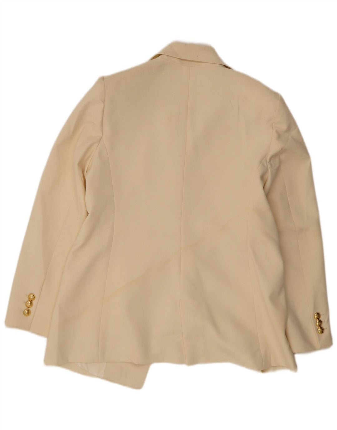 Zara Veste Blazer Double Boutonnage Femme UK 14 XL Polyester Blanc Cassé