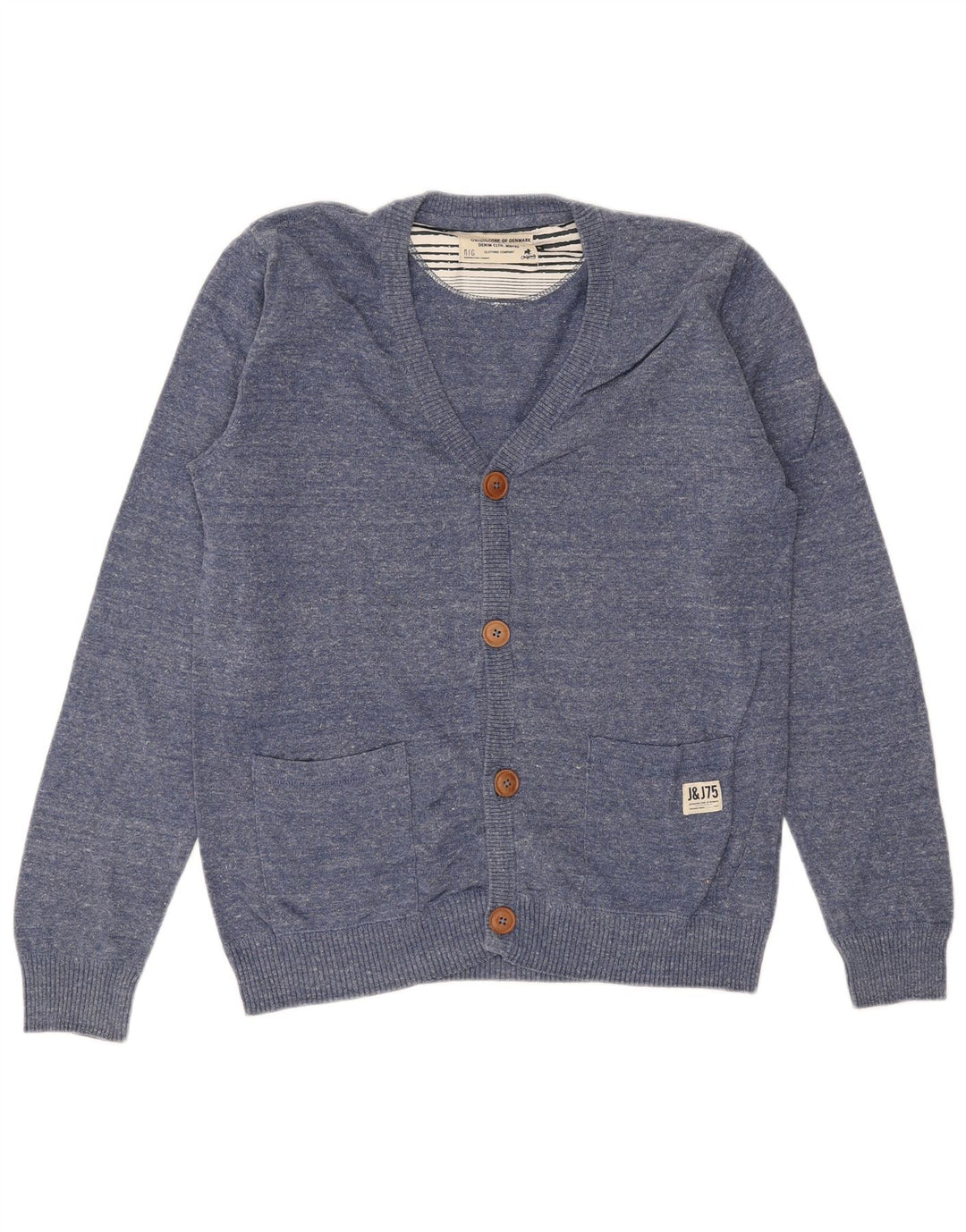 JACK & JONES Mens Cardigan Sweater Medium Blue Cotton