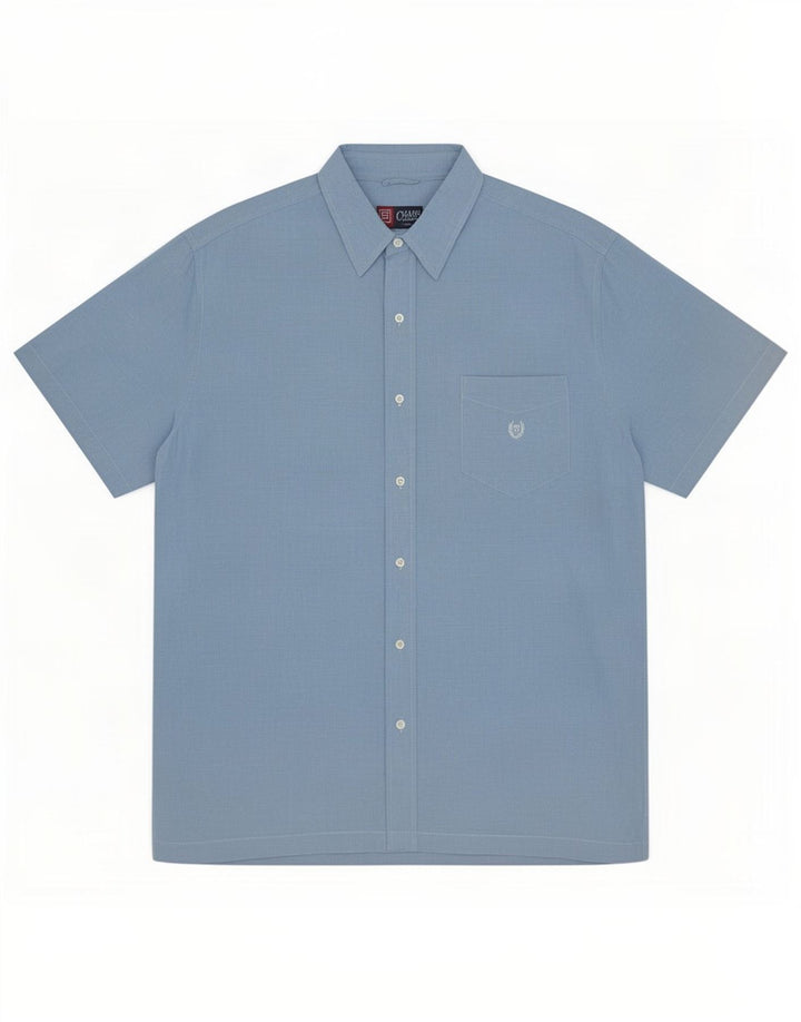 Chaps Mens Short Sleeve Shirt XL Blue Linen