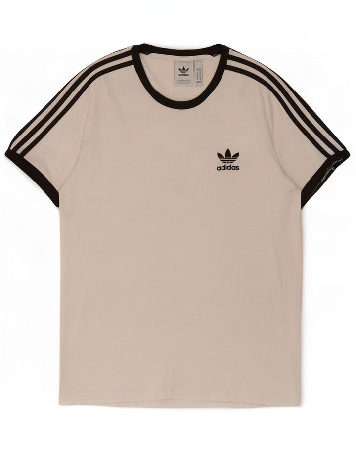 Adidas Mens Camiseta Top Médio Algodão Branco