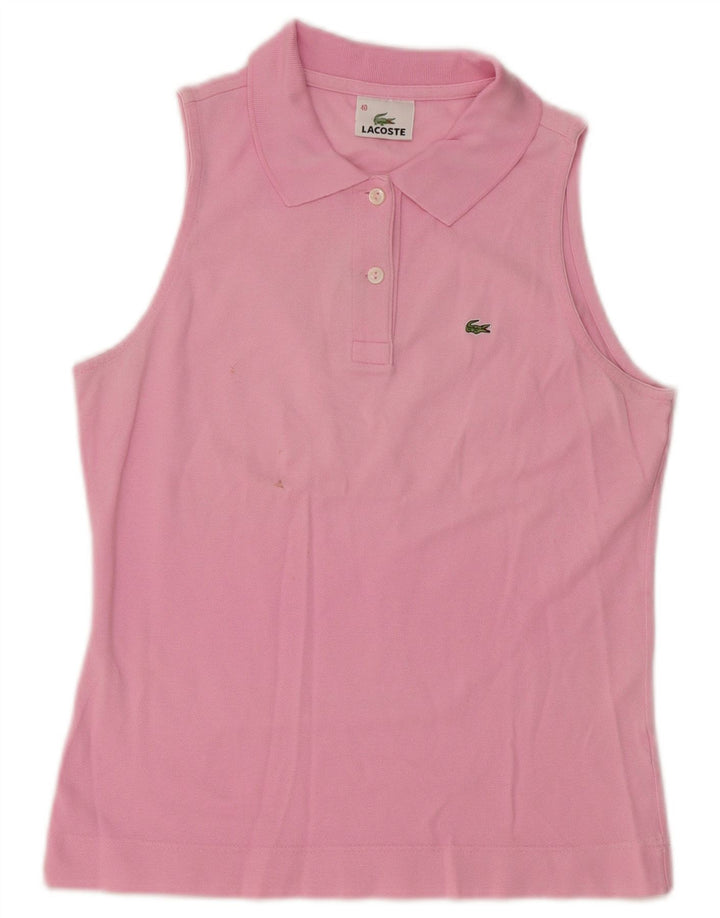 Lacoste Womens Sleeveless Polo Shirt Size 40 Medium Pink Cotton