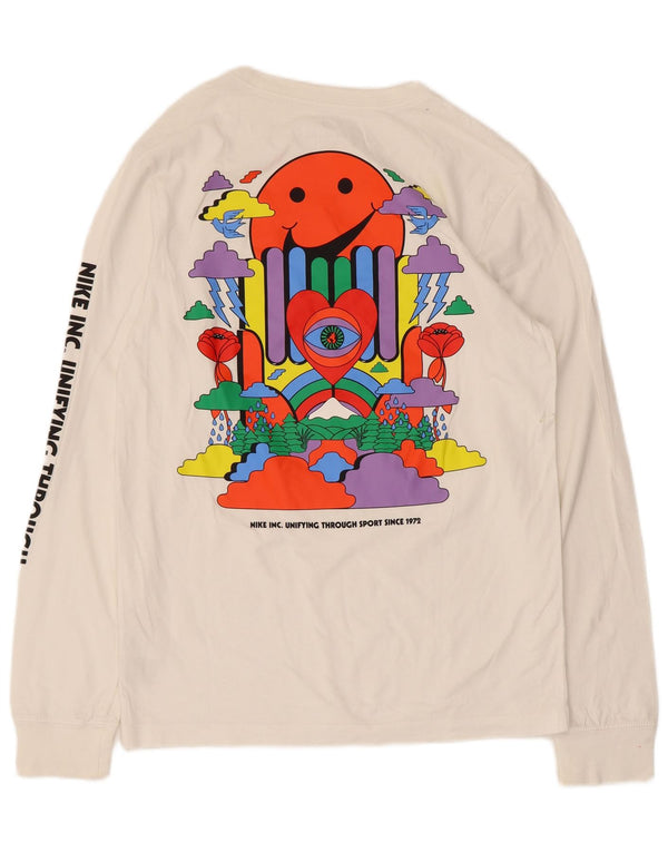 Nike Mens Graphic Top Long Sleeve Small White Cotton