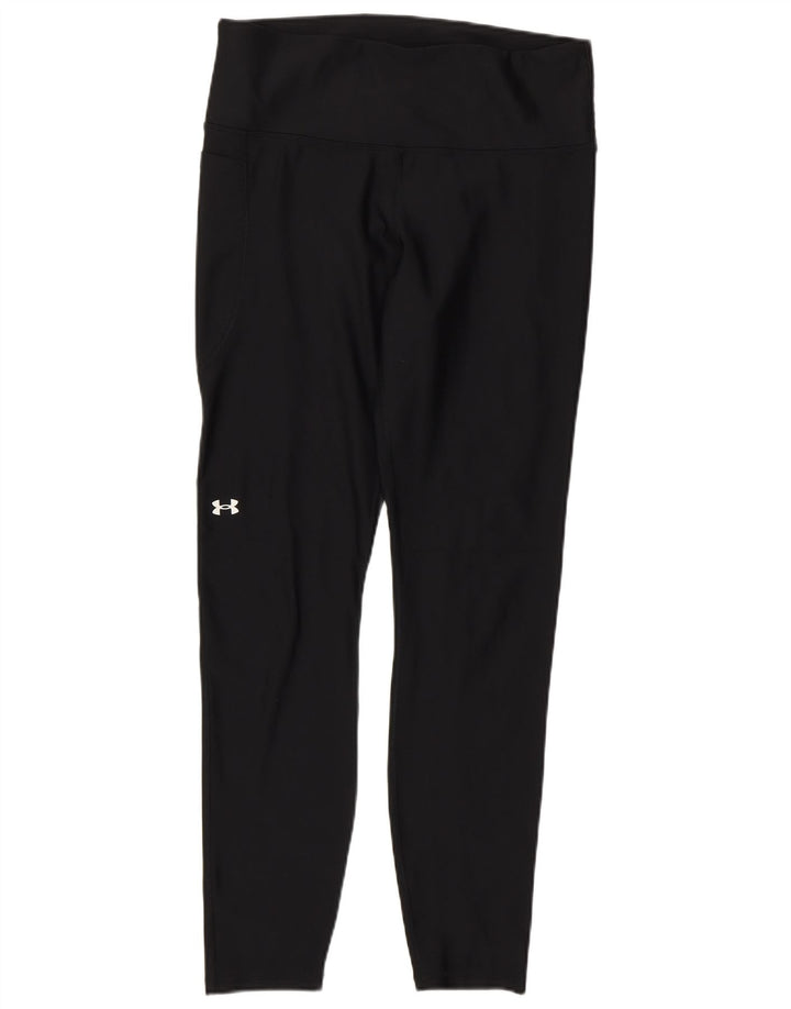 Under Armour Womens Heat Gear Leggings UK 14 Large Black Polyester