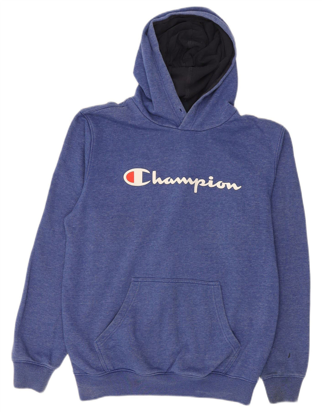 CHAMPION Suéter masculino com capuz gráfico grande algodão azul