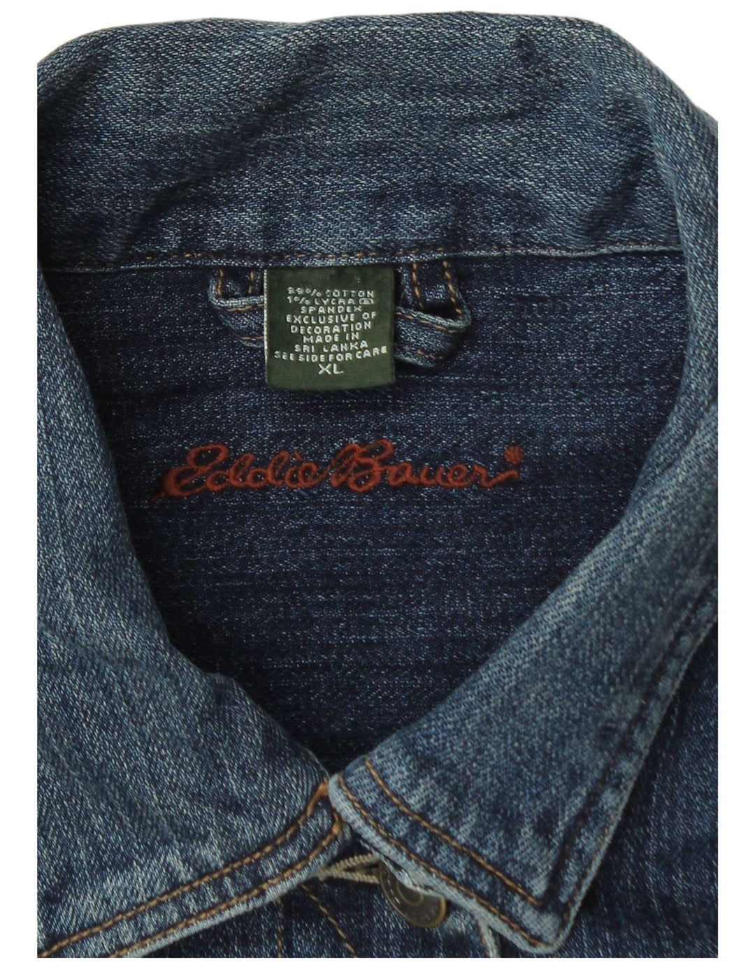Eddie Bauer Womens Denim Jacket UK 18 XL Navy Blue Cotton