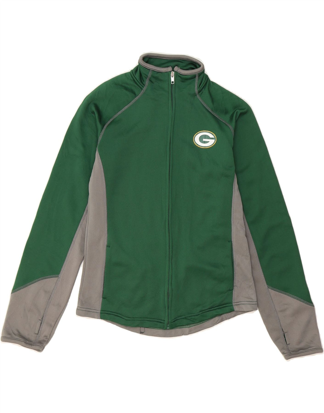NFL TEAM APPAREL Girls Tracksuit Top Jacket 10-11 Years Medium Green Vintage NFL TEAM APPAREL and Second-Hand NFL TEAM APPAREL from Messina Hembry 