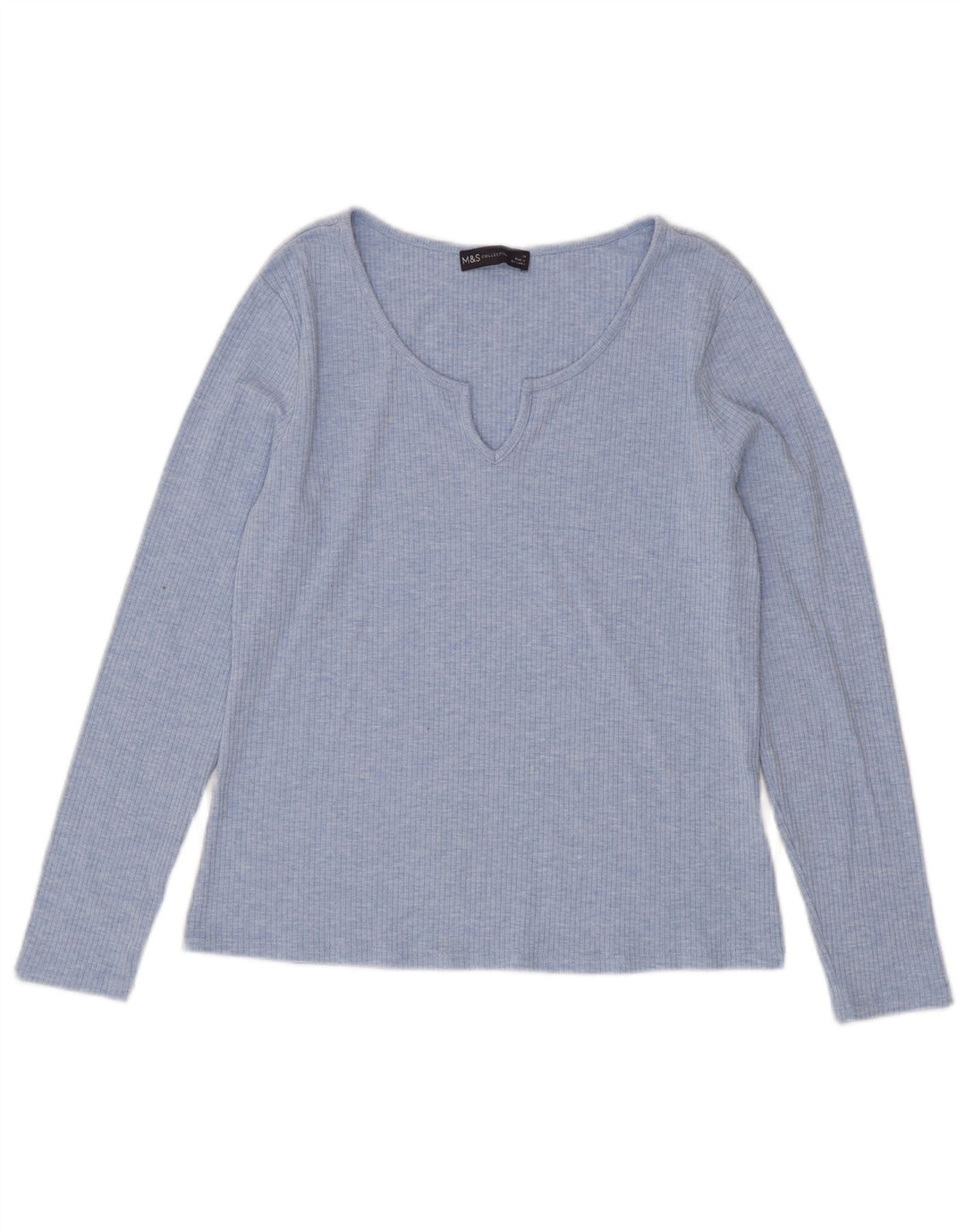 Marks & Spencer Haut à manches longues pour femme UK 44 Large Bleu Polyester