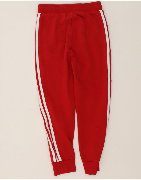 Adidas Girls Tracksuit Trousers Joggers 7-8 Years Red Cotton