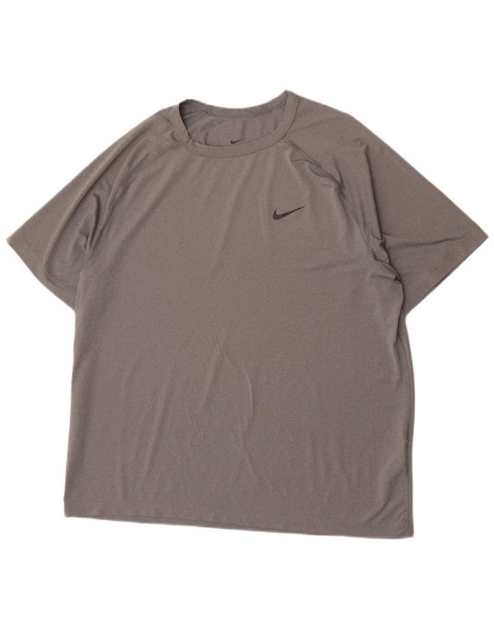 Nike Herren Dri Fit T-Shirt Top Large Grau Polyester