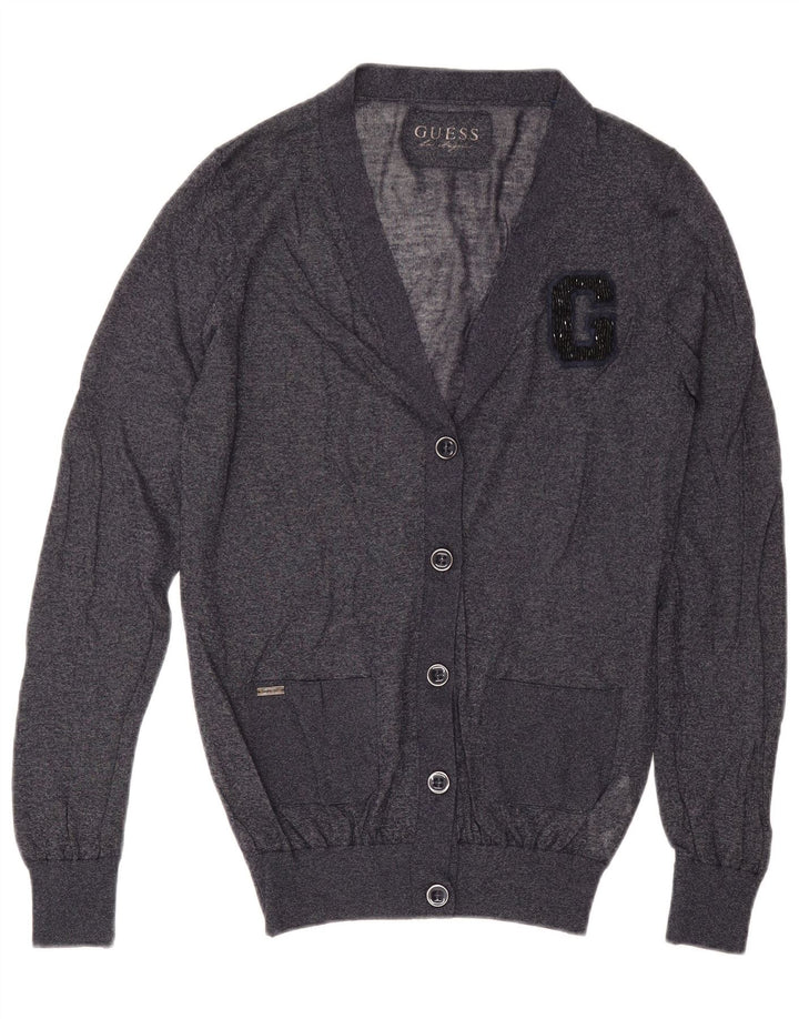 Guess Womens Cardigan Sweater UK 14 Medium Navy Blue Viscose