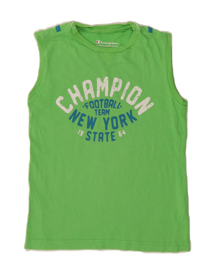 CHAMPION Boys Graphic Vest Top 9-10 Years Medium Green Cotton Vintage Champion and Second-Hand Champion from Messina Hembry 