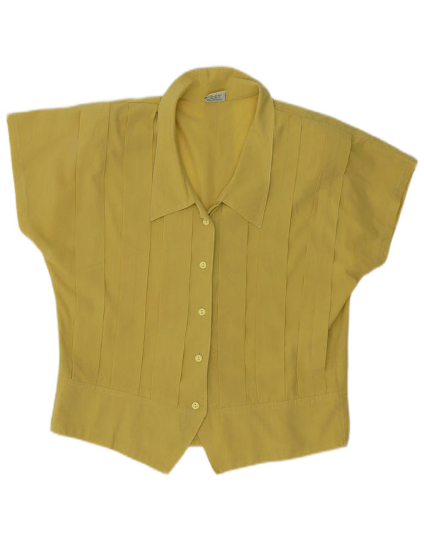 Vintage Womens Short Sleeve Shirt Blouse UK 16 Large Yellow