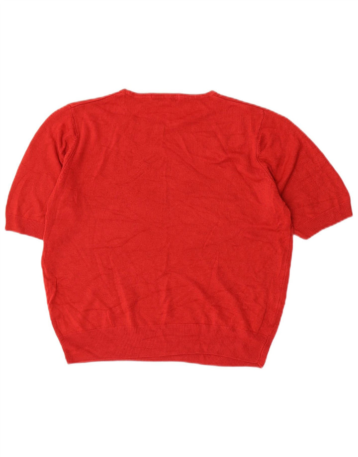 Marks & Spencer Womens Crop Crew Neck Jumper Sweater UK 14 Medium Red