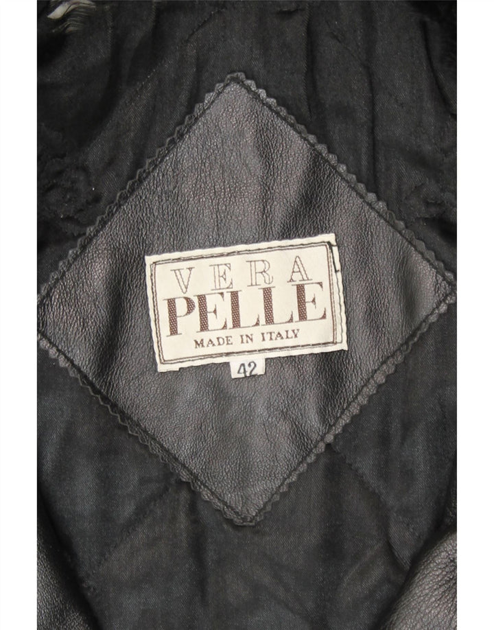 manteau en cuir coupe ample femme vintage IT 42 cuir noir moyen