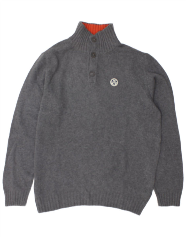 North Sails Herre Button Neck Jumper Sweater 2XL Grå Uld