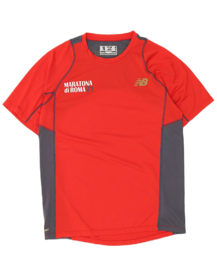 New Balance Herre grafisk T-shirt Top Medium Rød Colourblock Polyester