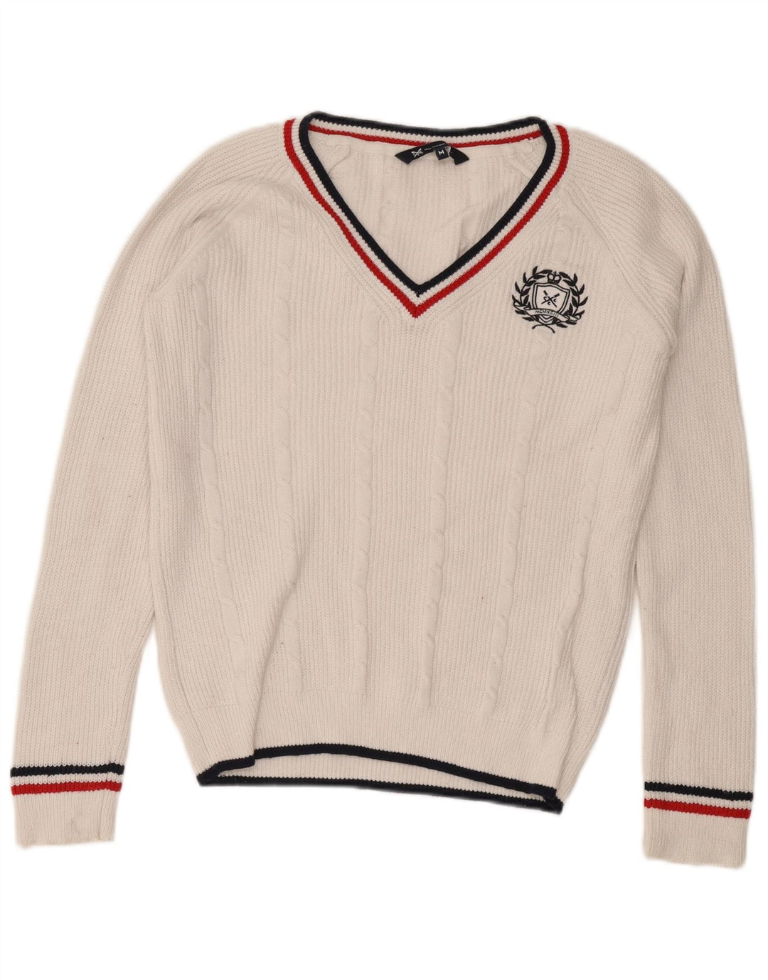 Crew Clothing Herren-Pullover mit V-Ausschnitt, mittelweiße Baumwolle