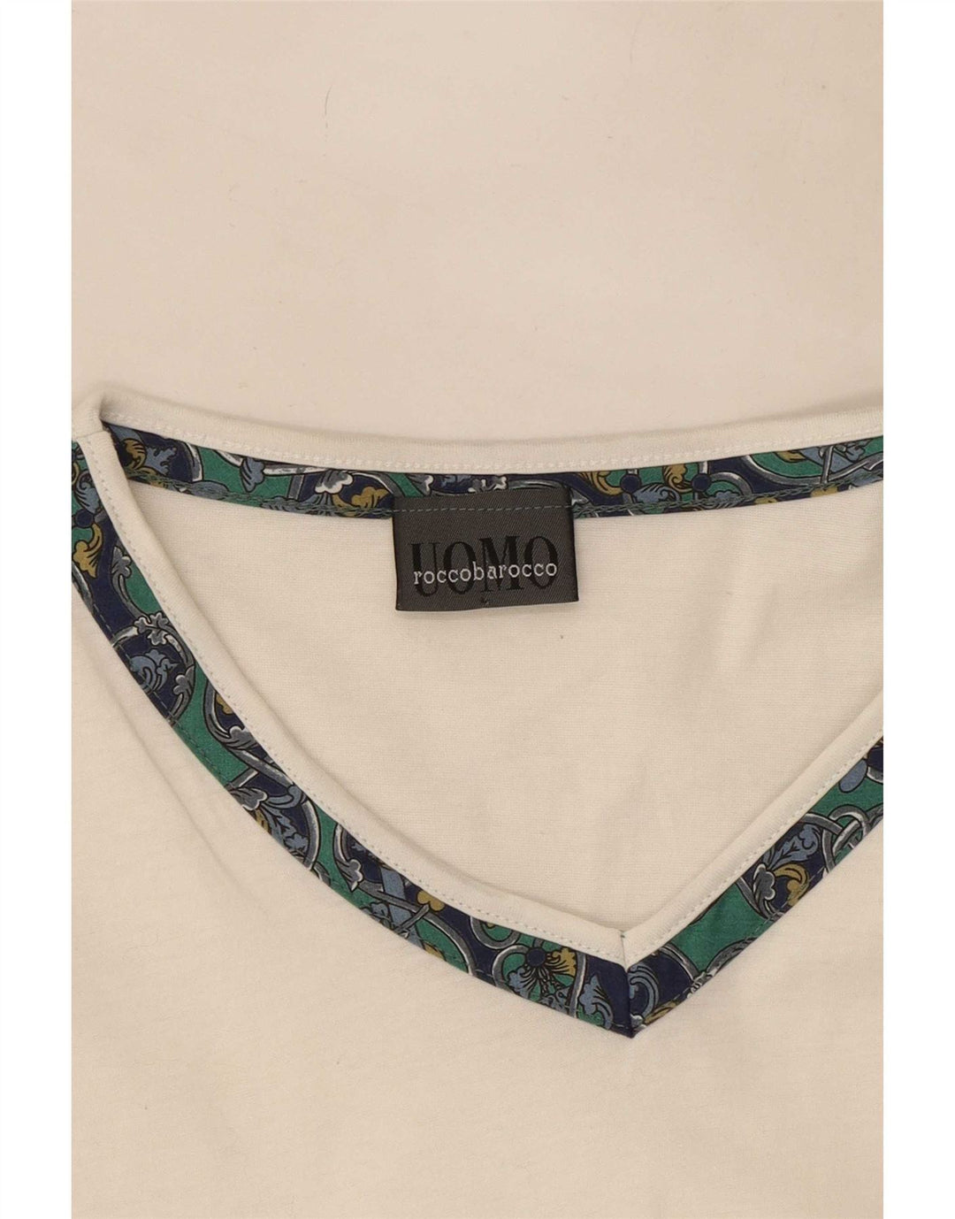 Tricou pentru bărbați Roccobarocco Top Medium Alb Bumbac