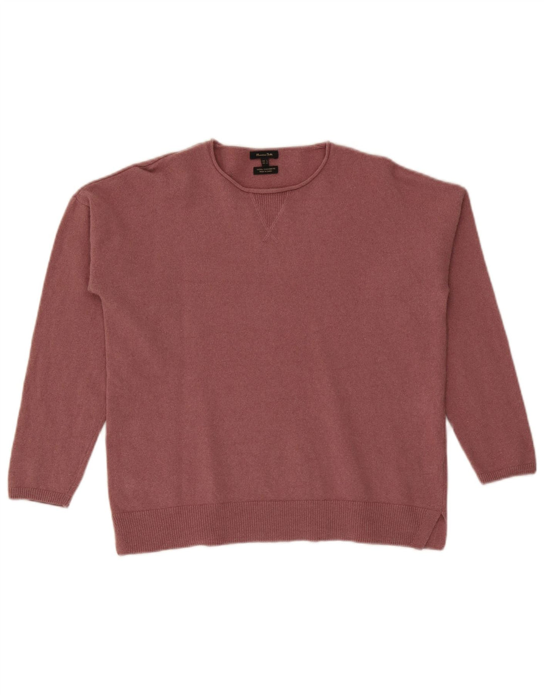 Massimo Dutti Womens Oversized Crew Neck Jumper Sweater UK 10 Small Pink