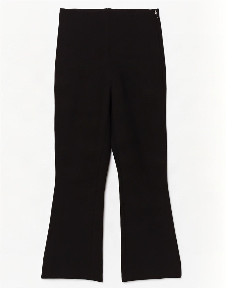 Zara Womens Bootcut Cropped Trousers Small W26 L26 Black Viscose
