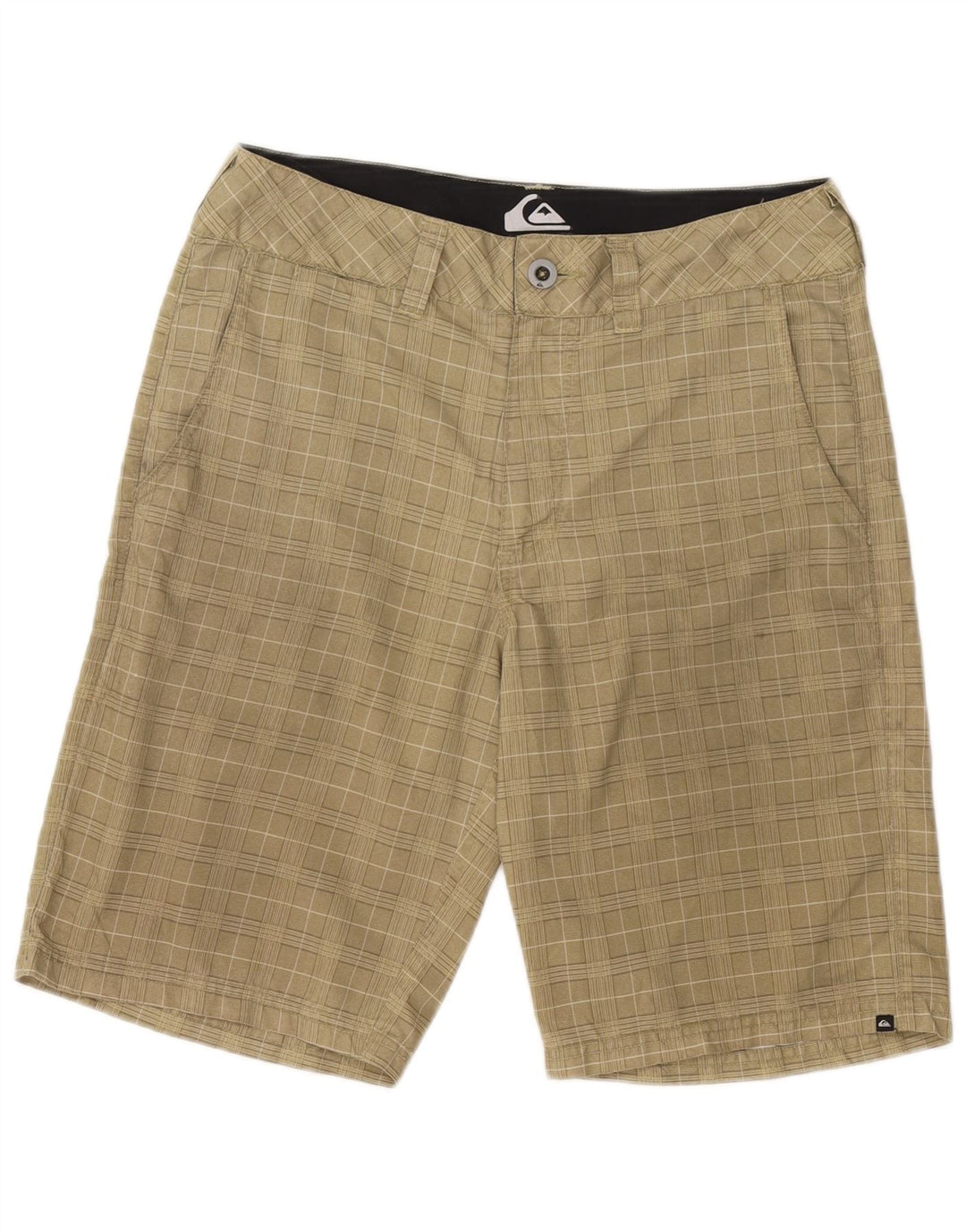 Quiksilver Mens Thavar Chino Shorts W31 Poliéster Xadrez Bege Médio