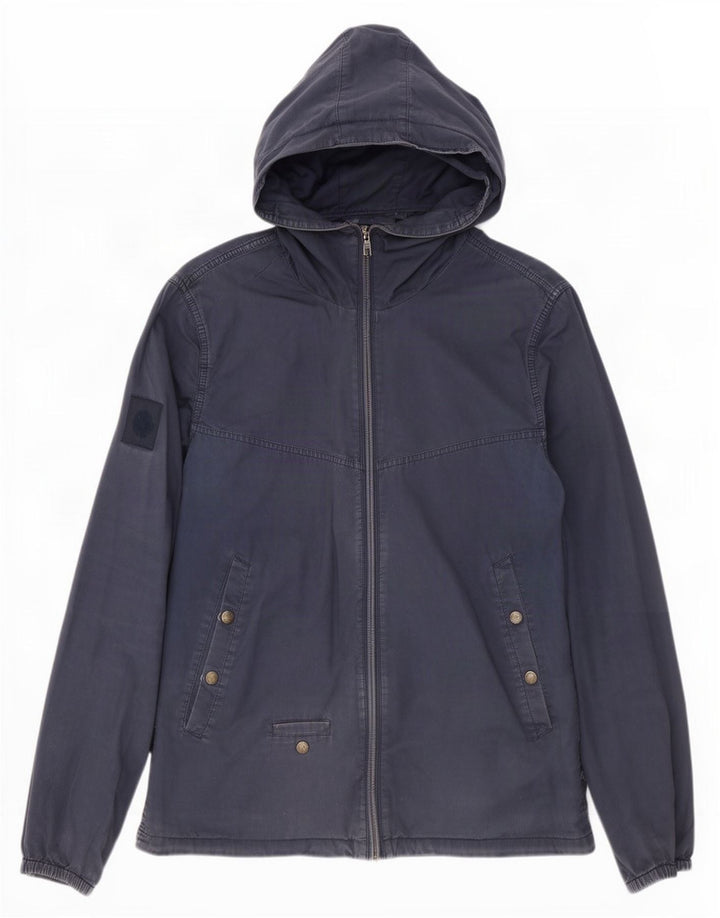 Pretty Green Mens Hooded Bomber Jacket UK 38 Medium Navy Blue Cotton