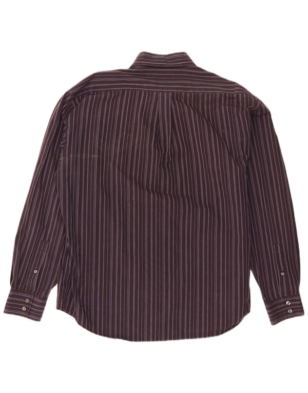 Yves Saint Laurent Mens Shirt XL Purple Striped Cotton