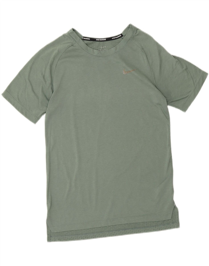 NIKE Womens Dri Fit T-Shirt Top UK 10 Small Green Polyester