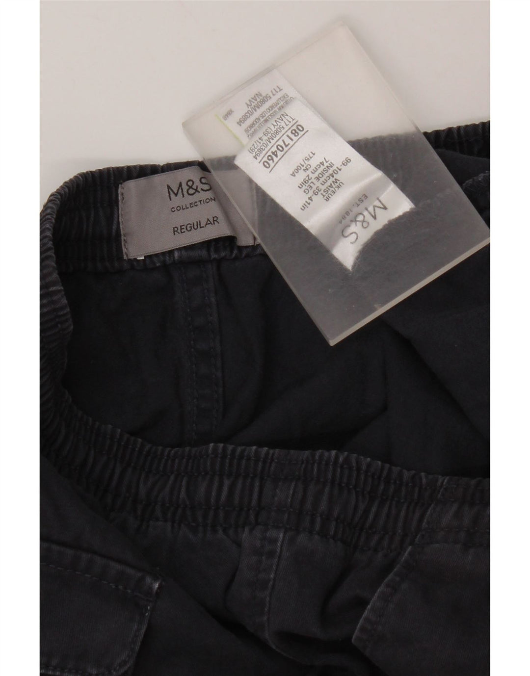 Marks & Spencer Mens Regular Chino Trousers W39 L29 Navy Blue Cotton