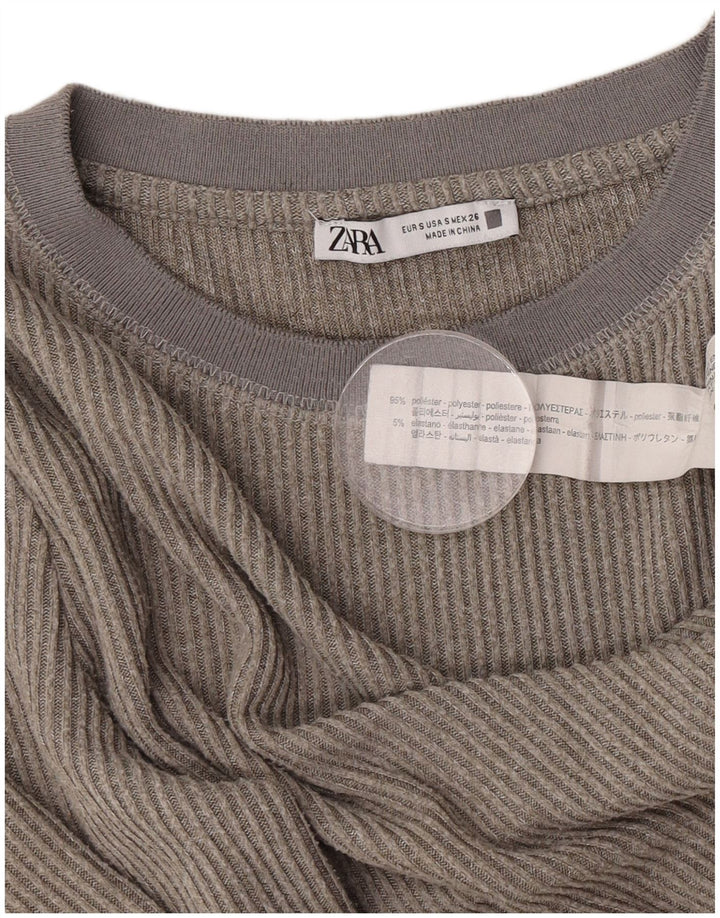 Zara Dametop Langærmet UK 10 Lille Grå Polyester