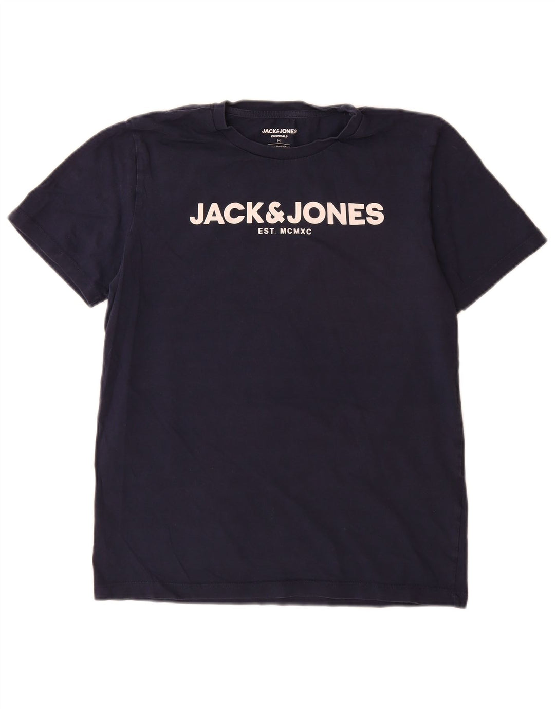 Jack & Jones Mens Graphic T-Shirt Top Medium Navy Blue Cotton