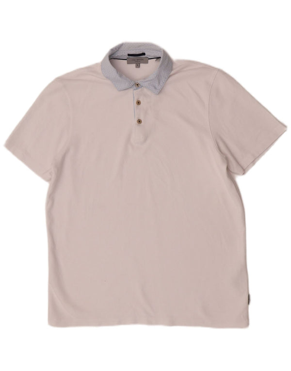 Ted Baker Mens Polo Shirt Size 3 Medium White Viscose