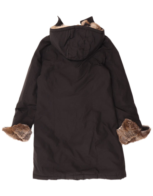 Woolrich Wattierter Damenmantel mit Kapuze, UK 10, Größe S, Schwarz, Baumwolle