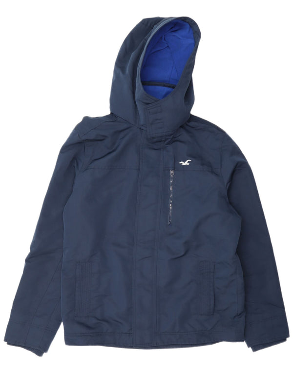 Giacca a vento con cappuccio da uomo Hollister UK 40 Large in poliestere blu navy