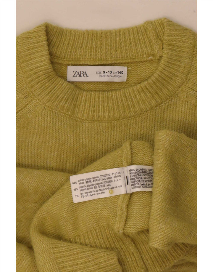 Zara Boys Crew Neck Jumper Sweater 9-10 Years Green Polyester