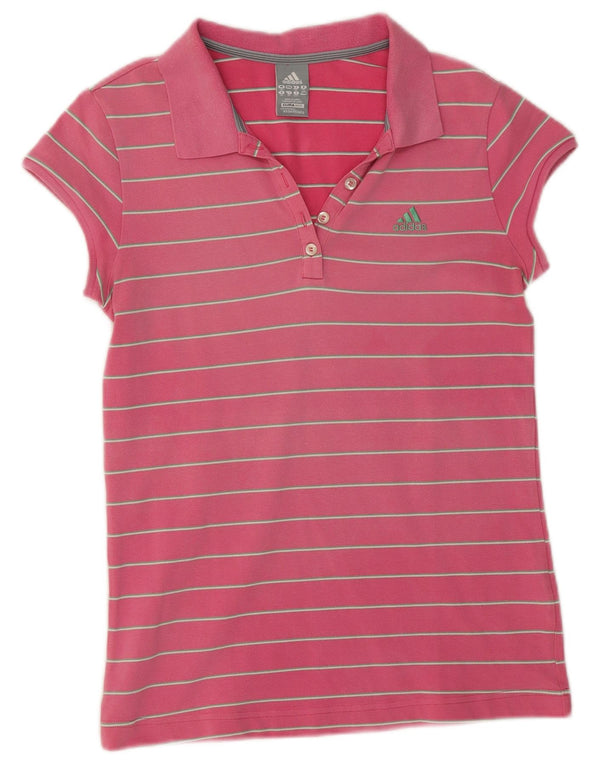 Adidas Clima 365 Polo pour femme UK 16 Grand coton à rayures roses