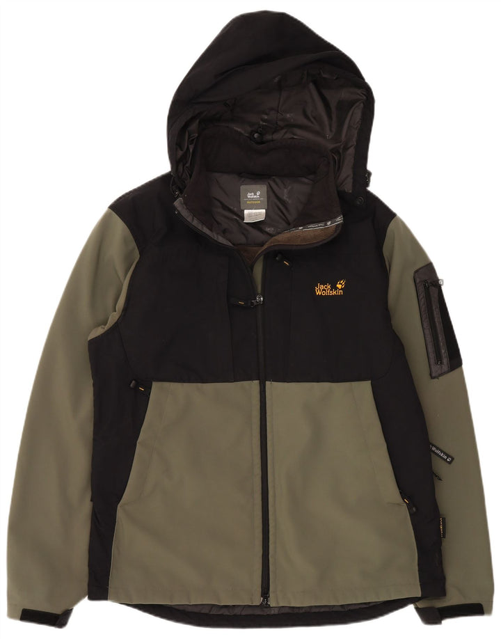 JACK WOLFSKIN Giacca a vento da uomo UK 36/38 Colorblock medio kaki