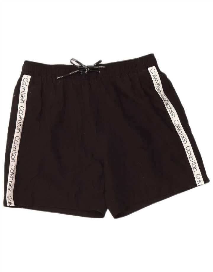 CALVIN KLEIN Pantaloncini da bagno con grafica da donna UK 14 Poliestere nero medio