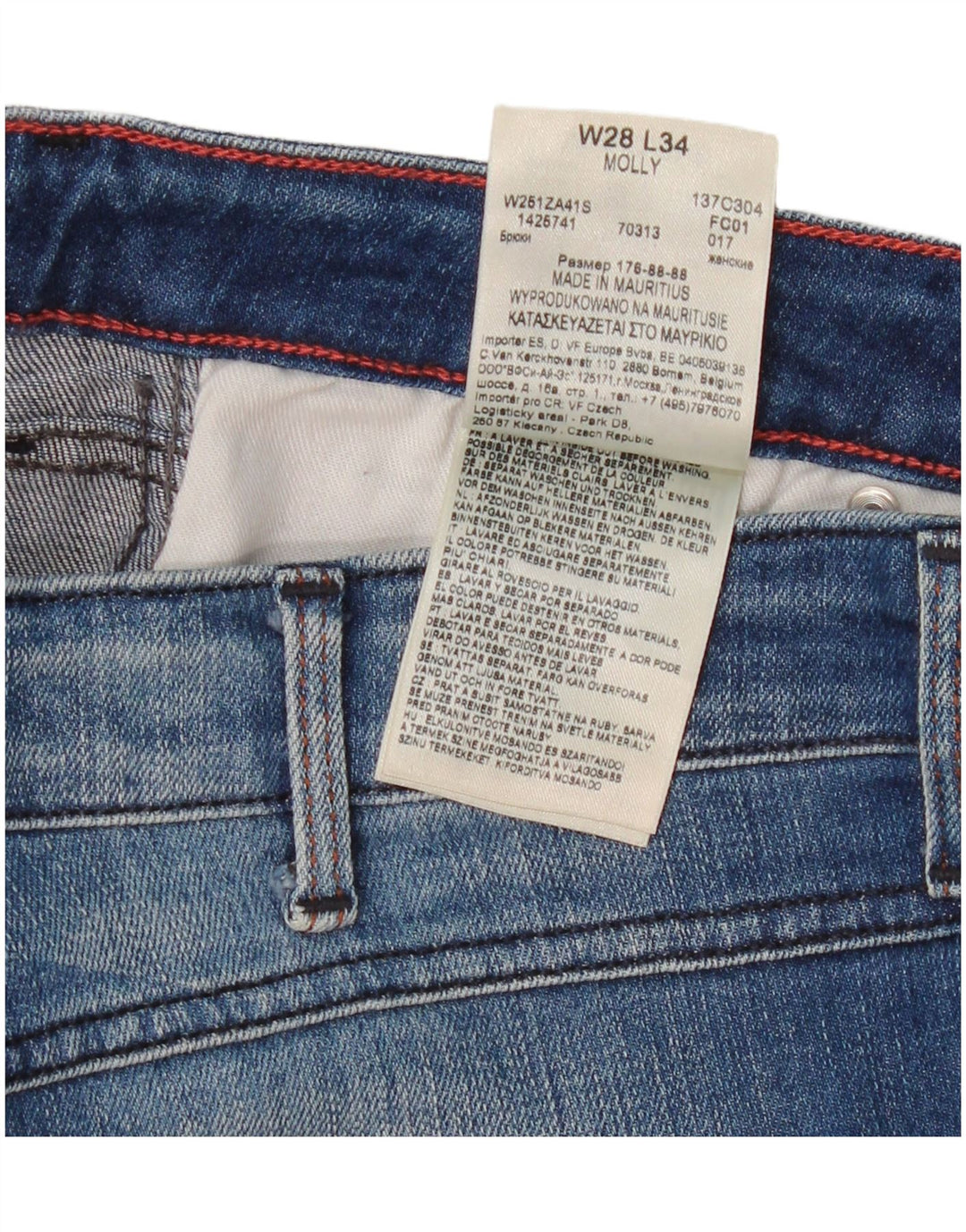Wrangler Womens Molly Slim Jeans W28 L34 Blue Cotton