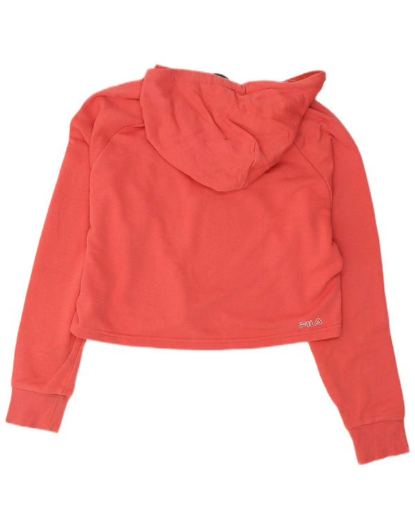 Fila Womens Oversized Graphic Crop Hoodie Jumper UK 6 XS Pink