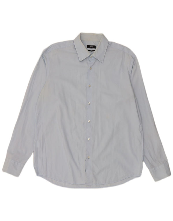 Hugo Boss Mens Regular Fit Shirt Size 43/17 XL Blue Cotton