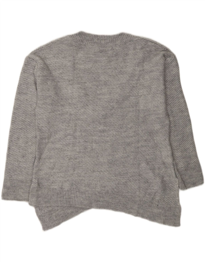 Zara Pull asymétrique surdimensionné à col en V pour femme UK 10 Petit Gris