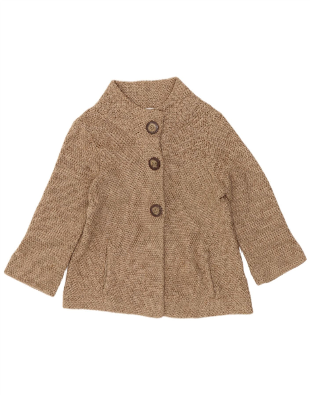 Marks & Spencer Womens 3/4 Sleeve Cardigan Sweater UK 12 Medium Beige