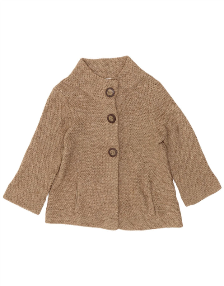 Marks & Spencer Womens 3/4 Sleeve Cardigan Sweater UK 12 Medium Beige