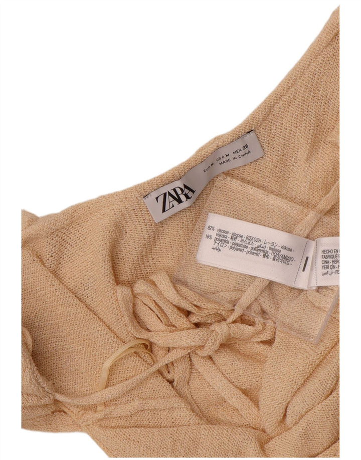 Damski top z odkrytymi ramionami Zara UK 12 w średnim beżowym kolorze wiskozy