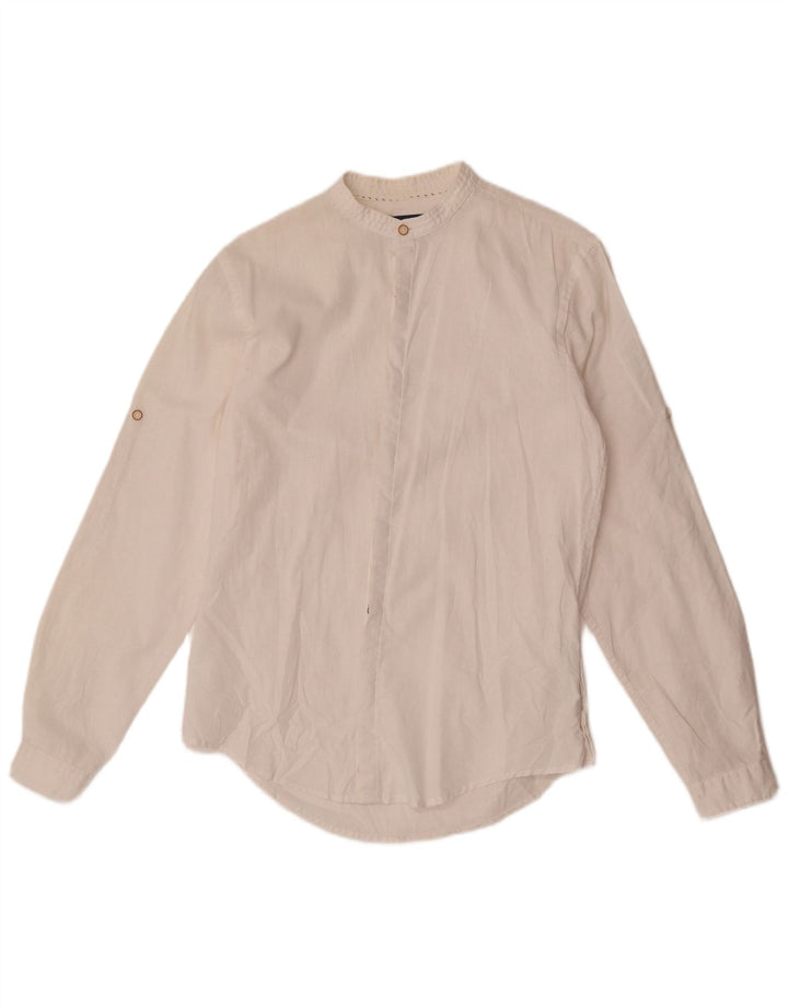 Zara Mens Slim Fit Shirt Small White Linen