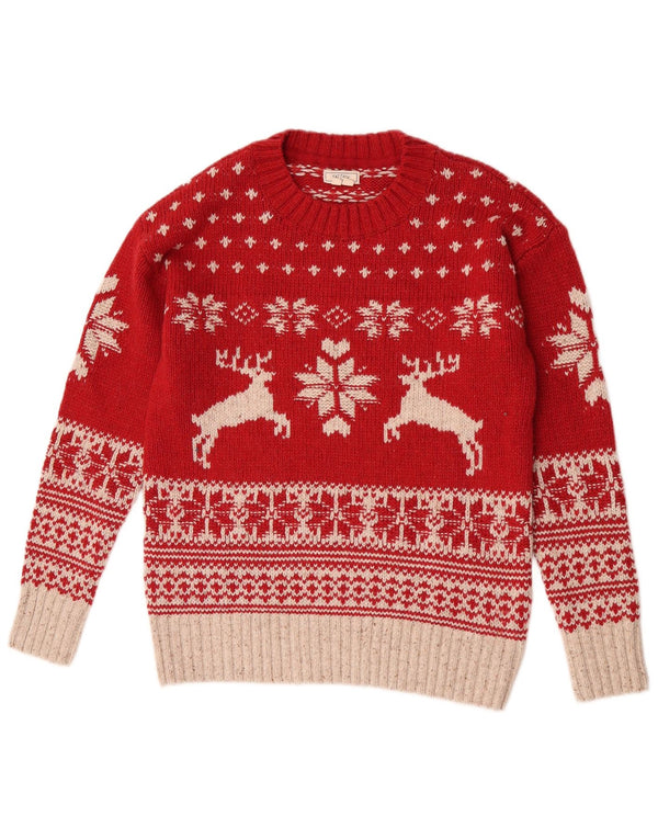 Fat Face Womens Crew Neck Jumper Sweater UK 10 Small Red Christmas