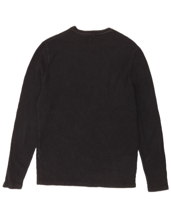 Zara Mens Top Long Sleeve Medium Black Cotton