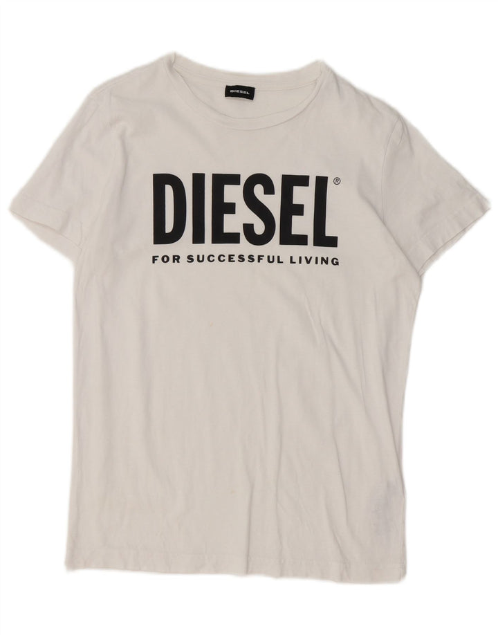 Diesel Mens Graphic T-Shirt Top XS White Cotton